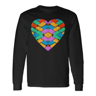 Valentines Day For Boys Block Brick Heart Long Sleeve T-Shirt - Monsterry