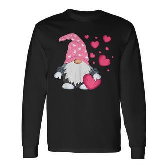 Valentine's Day Gnome Love Holding Red Heart Long Sleeve T-Shirt | Mazezy