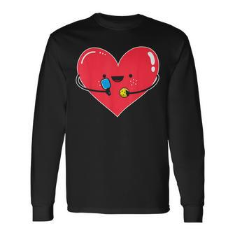 Valentines Day Hearts Day Cupid Love Pickleball Long Sleeve T-Shirt | Mazezy