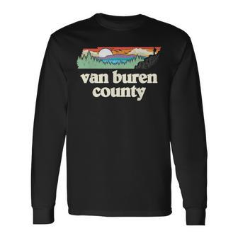 Van Buren County Tennessee Outdoors Retro Nature Graphic Long Sleeve T-Shirt - Monsterry UK