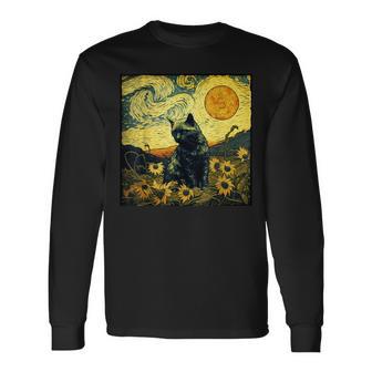 Van Gogh Cat Langarmshirts - Seseable