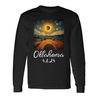 Van Gogh Oklahoma Total Solar Eclipse April 8 2024 Long Sleeve T-Shirt | Mazezy