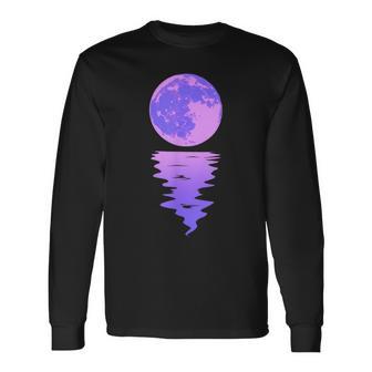 Vaporwave Aesthetic Purple Moon Pastel Moonlight Graphic Long Sleeve T-Shirt - Monsterry DE