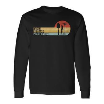 Vater Ehemann Pflanze Papa Garten Retro Sonnenuntergang Gartenarbeit Langarmshirts - Geschenkecke