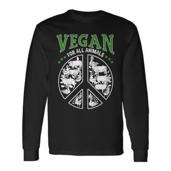 Vegan For All Animals And Peace Love Equality And Hope Long Sleeve T-Shirt - Monsterry CA