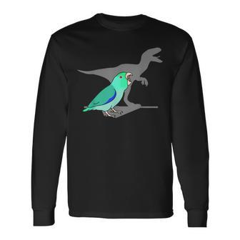Velociraptor Turquoise Parrotlet Dinosaur Parrot Birb Memes Long Sleeve T-Shirt - Monsterry UK