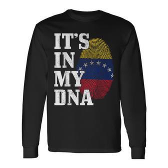 Venezuela It's In My Dna Flag Pride Roots Vintage Venezuelan Long Sleeve T-Shirt - Monsterry