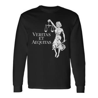 Veritas Et Aequitas Goddess Lady Justice Long Sleeve T-Shirt - Monsterry