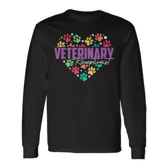 Vet Receptionist Appreciation Heart Veterinary Receptionist Long Sleeve T-Shirt - Thegiftio UK