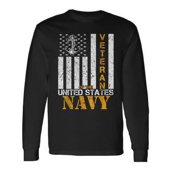 Veteran Of The United States Navy American Flag Long Sleeve T-Shirt - Monsterry DE