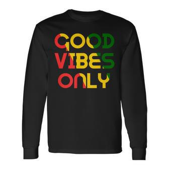Vibes Good Only Rasta Reggae Roots Clothing Jamaica Flag Long Sleeve T-Shirt - Monsterry UK