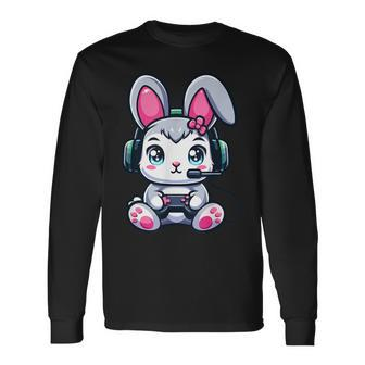 Video Game Easter Bunny Cute Gamer Girl Long Sleeve T-Shirt | Mazezy UK