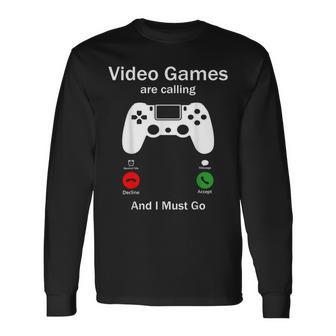 Video Games Are Calling And I Must Go Console Gamer Long Sleeve T-Shirt - Monsterry AU