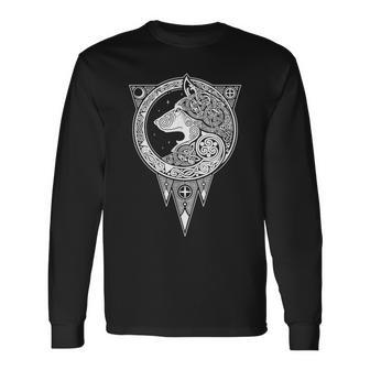 Viking Fenrir Symbol Monstrous Wolf Norse Mythology Long Sleeve T-Shirt - Seseable