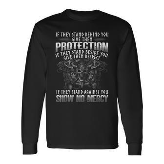 Viking Viking Protect Them Show No Mercy Viking Long Sleeve T-Shirt - Monsterry