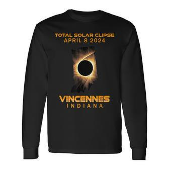 Vincennes Indiana 2024 Total Solar Eclipse Long Sleeve T-Shirt | Mazezy