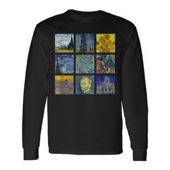 Vincent Van Gogh Famous Paintings Starry Night Sunflowers Long Sleeve T-Shirt - Thegiftio UK
