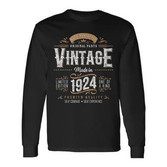 Vintage 1924 100Th Birthday Decoration 100 Year Old Men Long Sleeve T-Shirt - Monsterry DE