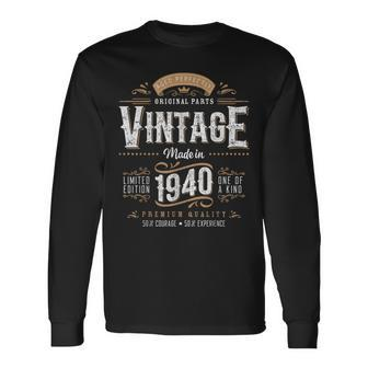 Vintage 1940 84Th Birthday Decoration 84 Year Old Men Long Sleeve T-Shirt - Monsterry CA