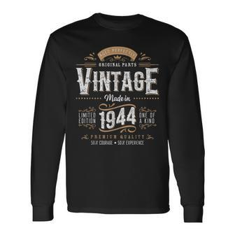 Vintage 1944 80Th Birthday Decoration 80 Year Old Men Long Sleeve T-Shirt - Seseable