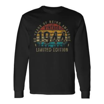 Vintage 1944 Limited Edition 80 Years Old 80Th Birthday Long Sleeve T-Shirt - Thegiftio UK
