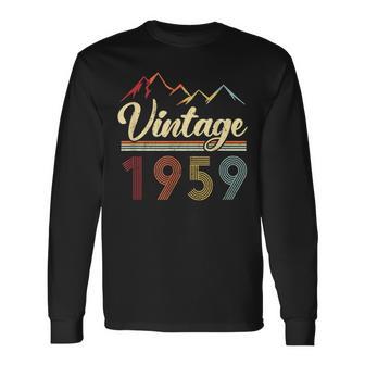 Vintage 1959 Retro Mountains 64Th Birthday Long Sleeve T-Shirt - Monsterry AU