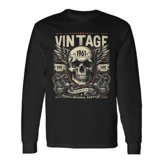 Vintage 1961 Geboren 1961 Geburtstag Totenkopf Biker Motorrad Langarmshirts - Geschenkecke