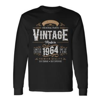 Vintage 1964 60Th Birthday Decoration 60 Year Old Men Long Sleeve T-Shirt - Seseable