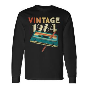 Vintage 1964 Music Cassette 60Th Birthday 60 Years Old Long Sleeve T-Shirt - Monsterry DE
