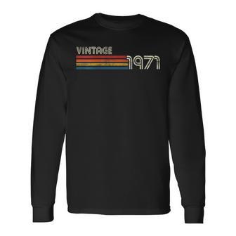 Vintage 1971 Chest Stripe Birthday Long Sleeve T-Shirt - Monsterry