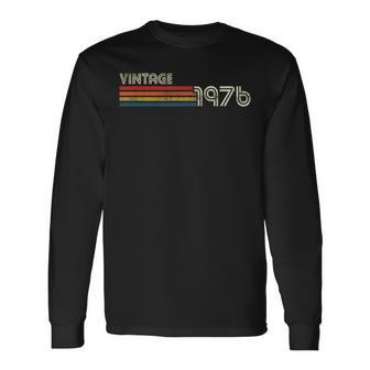 Vintage 1976 Chest Stripe Birthday Long Sleeve T-Shirt - Monsterry