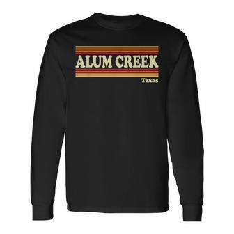 Vintage 1980S Graphic Style Alum Creek Texas Long Sleeve T-Shirt - Monsterry DE