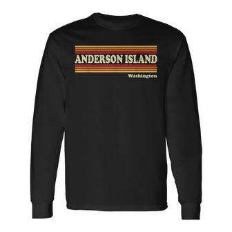 Vintage 1980S Graphic Style Anderson Island Washington Long Sleeve T-Shirt - Monsterry