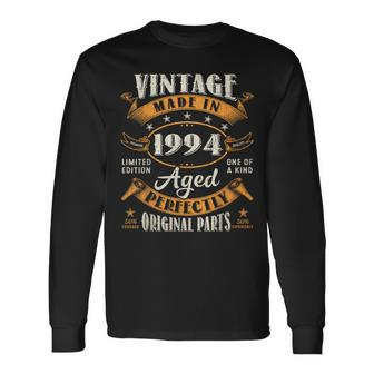 Vintage 30Th Birthday Decorations 1994 30 Birthday Long Sleeve T-Shirt - Seseable