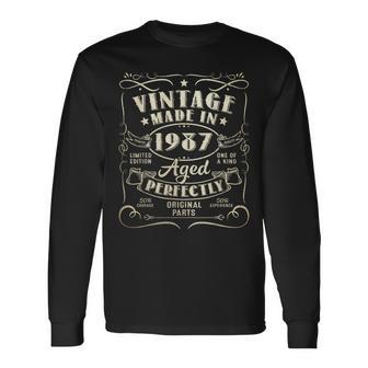 Vintage 37Th Birthday Decorations 1987 37 Birthday Long Sleeve T-Shirt | Mazezy