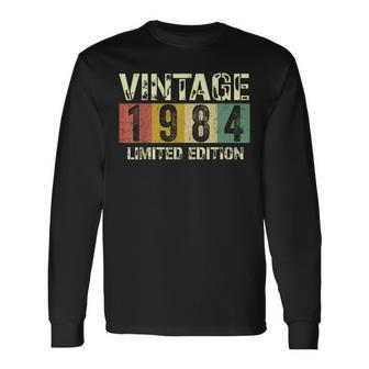 Vintage 40 Birthday Decorations 40Th Bday 1984 Birthday Long Sleeve T-Shirt - Seseable