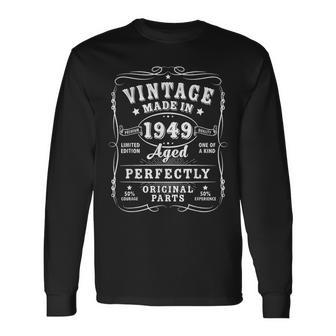 Vintage 75Th Birthday Decorations 1949 75 Birthday Long Sleeve T-Shirt - Thegiftio UK