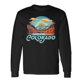 Vintage 80'S Colorado Maroon Bells Retro Mountains Graphic Long Sleeve T-Shirt - Monsterry