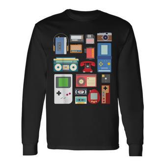 Vintage 90S Technology Old Gadgets Langarmshirts - Seseable