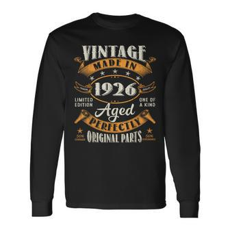 Vintage 98Th Birthday Decorations 1926 98 Birthday Long Sleeve T-Shirt | Mazezy