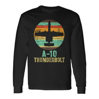 Vintage A-10 Thunderbolt Ii Warthog Military Airplane Long Sleeve T-Shirt - Monsterry