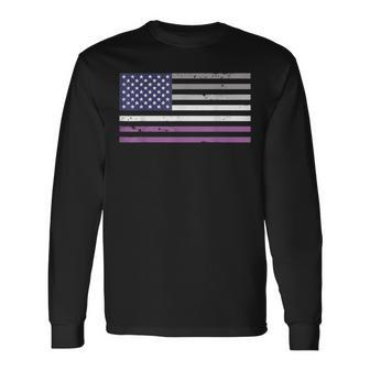 Vintage American Flag Asexual Ace Pride Lgbtq 4Th Of July Us Long Sleeve T-Shirt - Monsterry AU