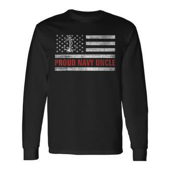 Vintage American Flag Proud Navy Uncle Veteran Day Long Sleeve T-Shirt - Monsterry AU