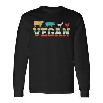 Vintage Animals Logo Vegan Long Sleeve T-Shirt - Monsterry