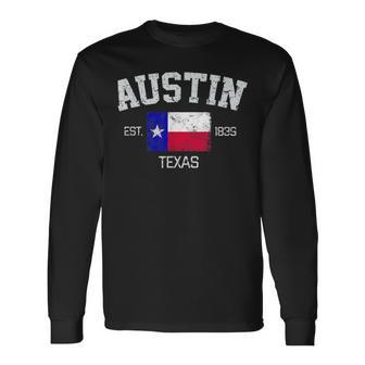 Vintage Austin Texas Est 1839 Souvenir Long Sleeve T-Shirt - Monsterry DE