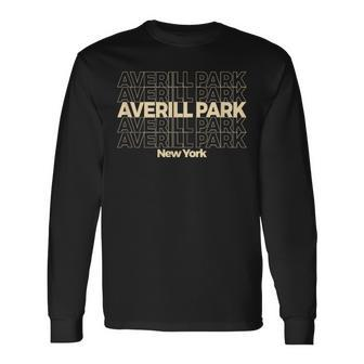 Vintage Averill Park New York Repeating Text Long Sleeve T-Shirt - Monsterry