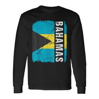 Vintage Bahamian Flag Bahamas Pride Roots Heritage Long Sleeve T-Shirt | Mazezy