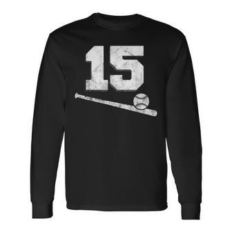 Vintage Baseball Jersey Number 15 Player Number Long Sleeve T-Shirt - Monsterry DE