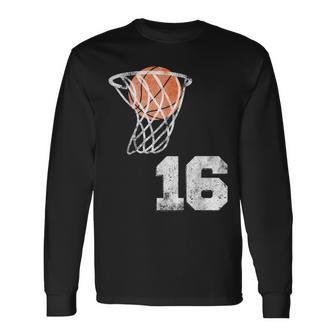 Vintage Basketball Jersey Number 16 Player Number Long Sleeve T-Shirt - Monsterry