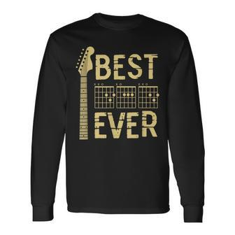 Vintage Best Dad Ever Guitar Chord Guitarist Dad Fathers Day Long Sleeve T-Shirt | Mazezy UK